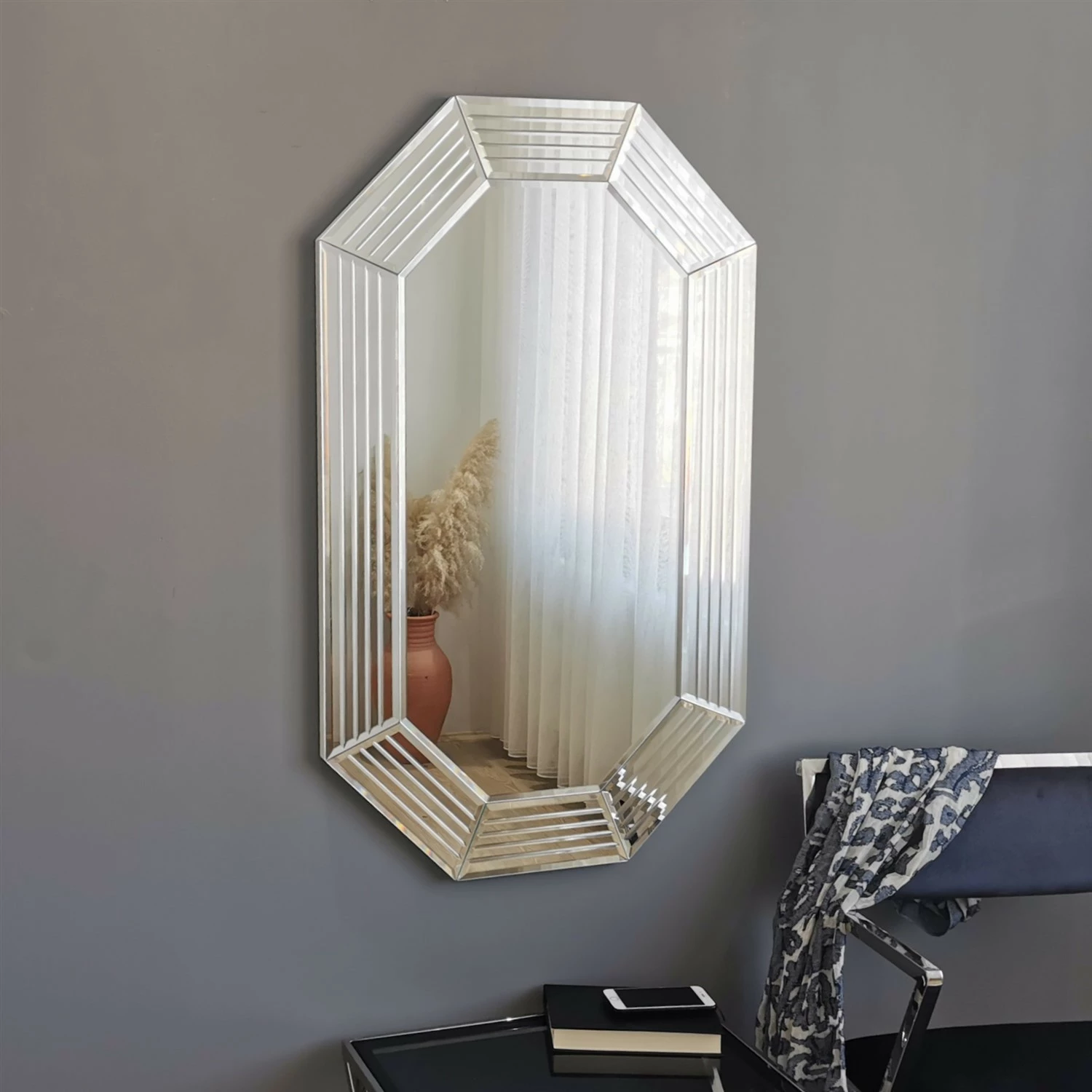 Pasqyrë Hanah Home, A310D, ngjyrë argjendi, 60x100cm