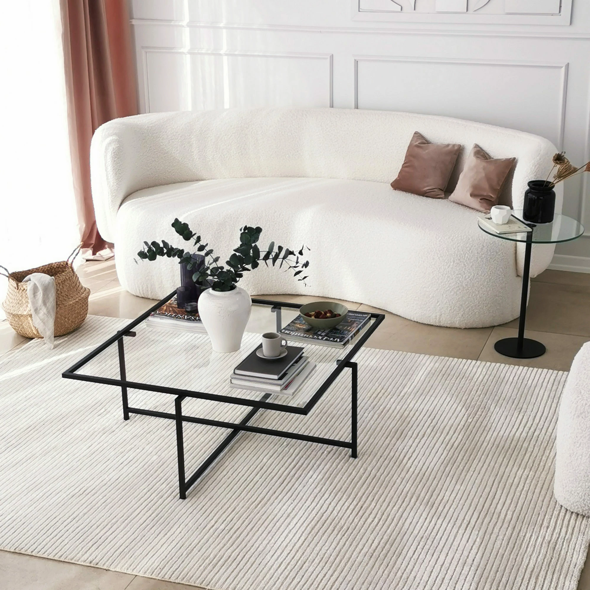 Tavolinë kafeje Hanah Home, Sun S409, ngjyrë e zezë, 85x85x35cm