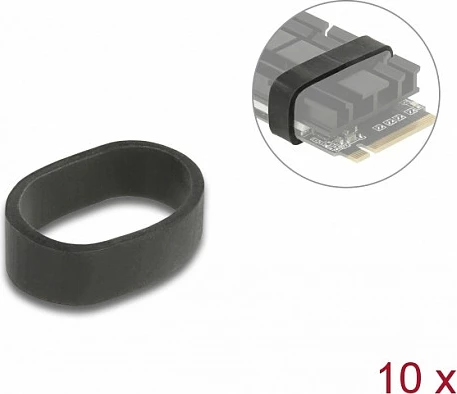 Unazë gome DeLOCK për fiksim M.2 SSD dhe heatsink, 10 copë, e zezë
