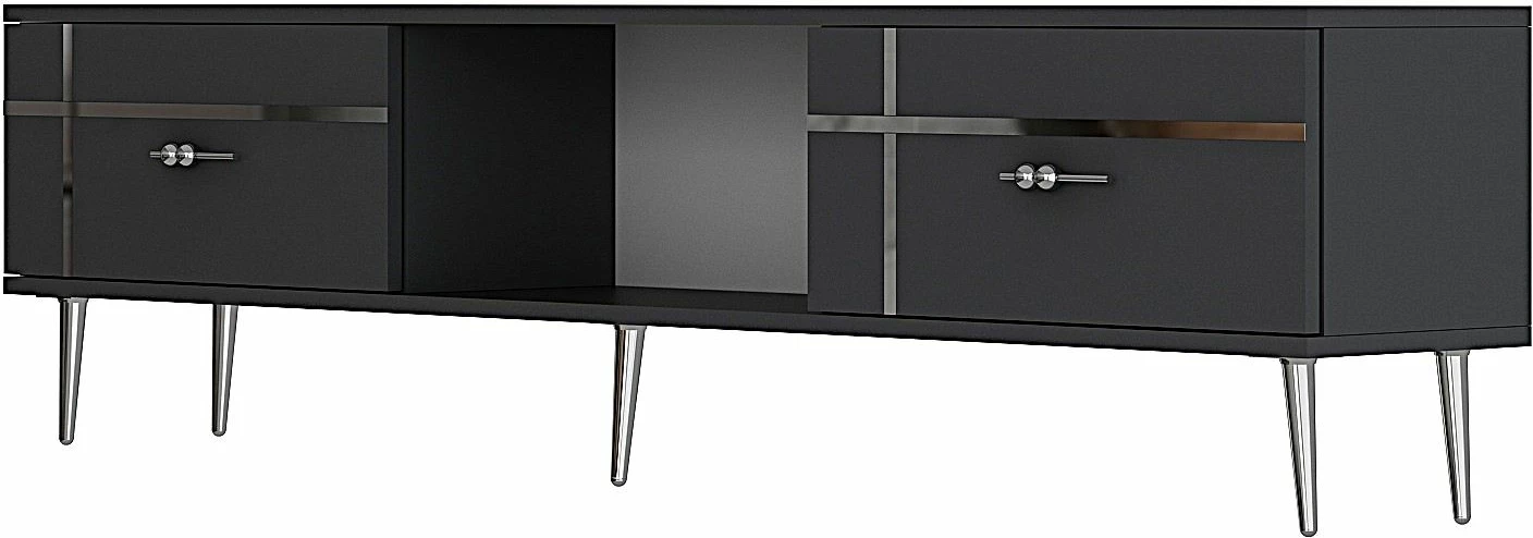 Komodë për TV, ngjyrë antracit dhe argjendi, Skye Decor