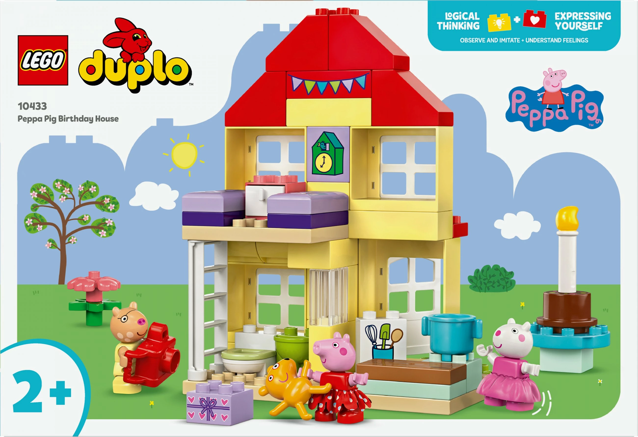 Set ndërtimi LEGO DUPLO 10433 Peppa Pig Birthday House, 59 pjesë, multikolor