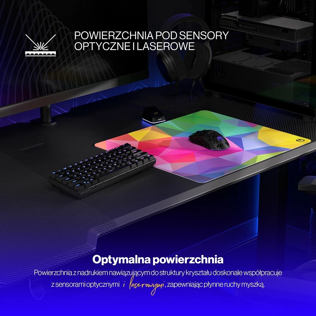 Mauspad Endorfy Crystal Spectrum L, për lojtarë, ngjyrë miks