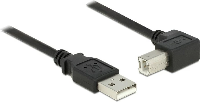 Kabllo USB DeLOCK 2m, USB A në USB B, 90°, e zezë