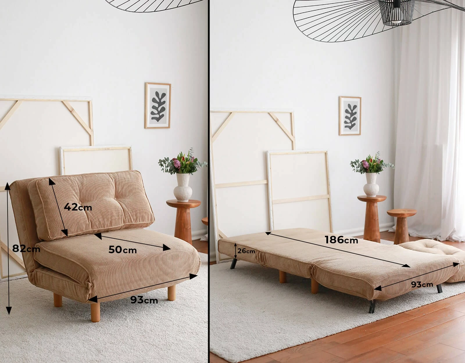 Krevat-kolltuk një vendësh Foldy, kafe, Atelier del Sofa