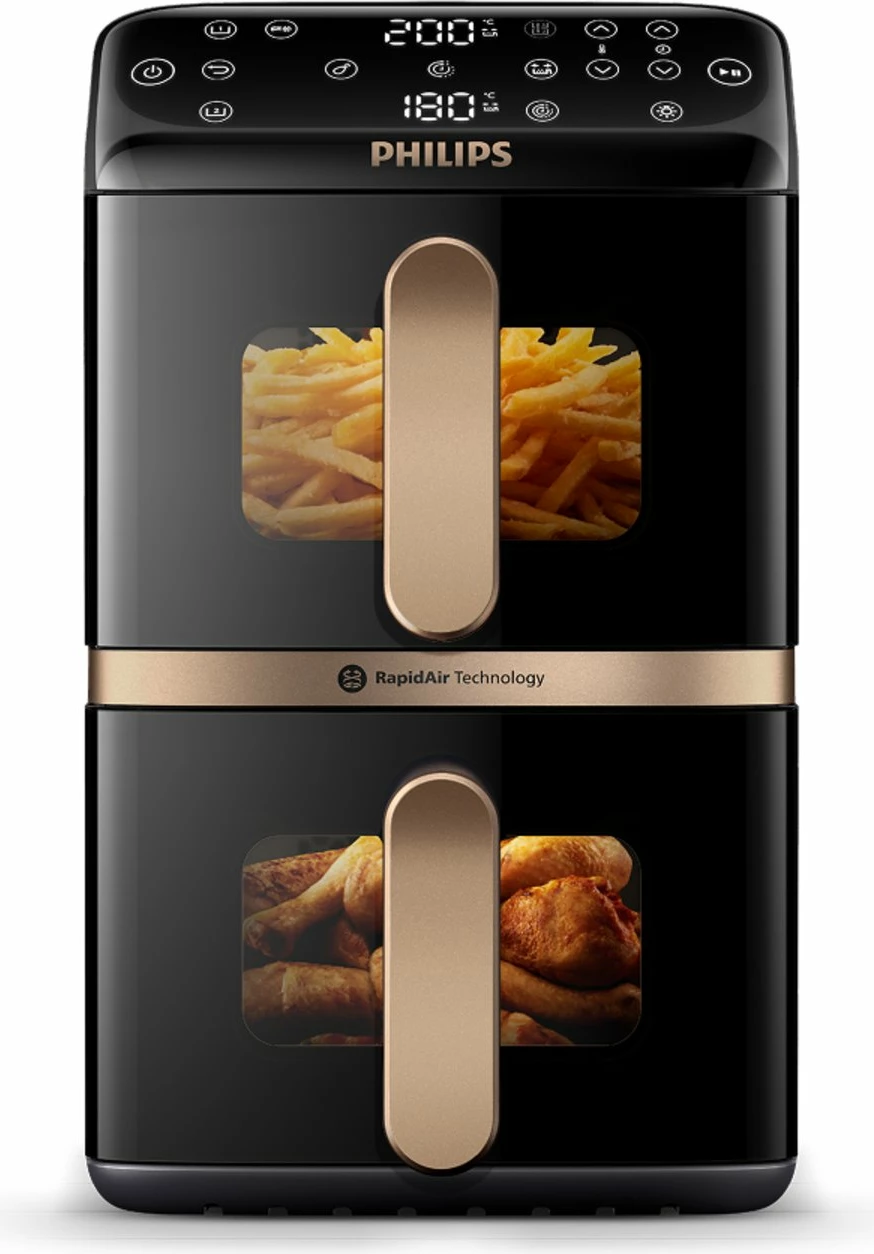Fritezë pa vaj Philips 4000 Series NA462/70 10L 2750W me dy shporta, touch, e zezë