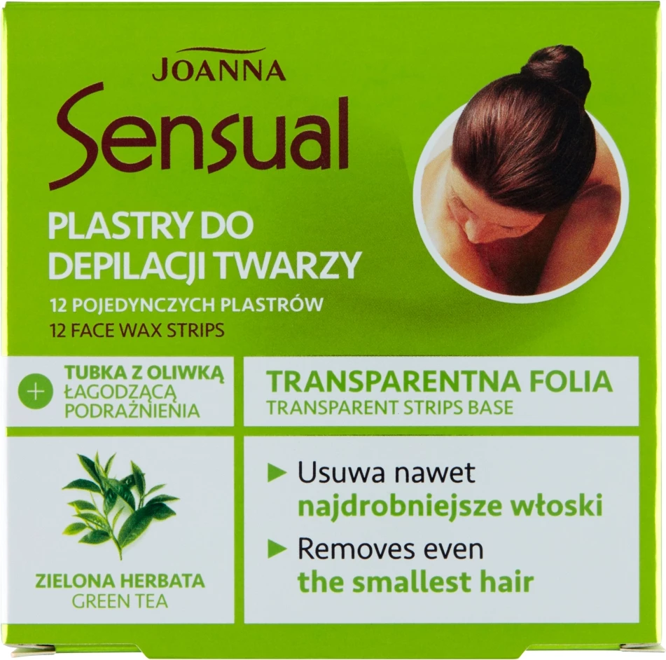 Shirita për depilim fytyre Joanna Sensual për femra, 12 copë + vaj ulliri 10ml