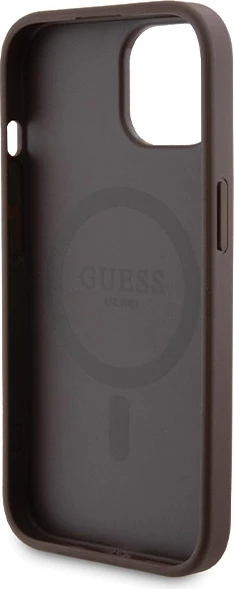 Mbështjellës Guess 4G Metal Logo me powerbank MagSafe 5000mAh për iPhone 15, Kafe, Set