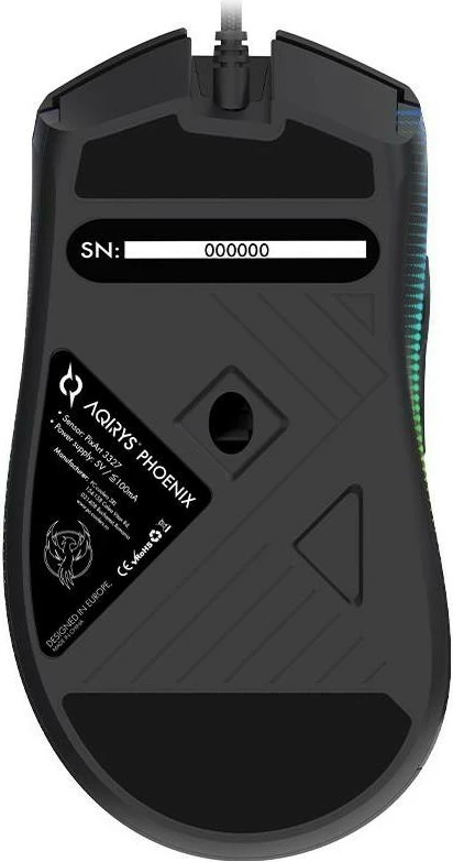 Maus ergonomik Aqirys PHOENIX, RGB, i zi