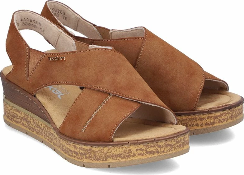 Sandale platforme femra Rieker 63782-24, kafe
