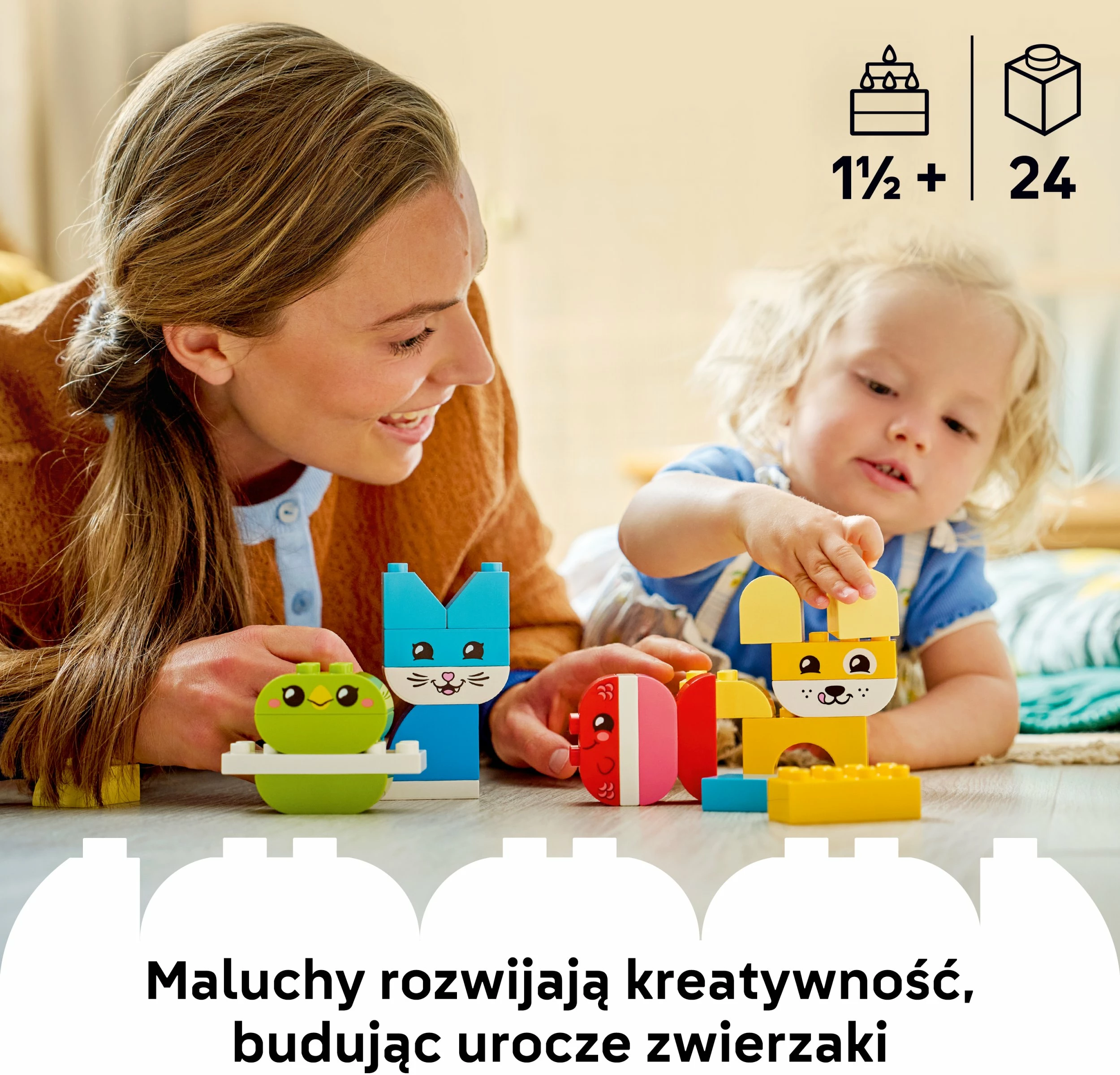 Set kubash LEGO DUPLO Creative Animals 3-në-1 10477, 24 copë