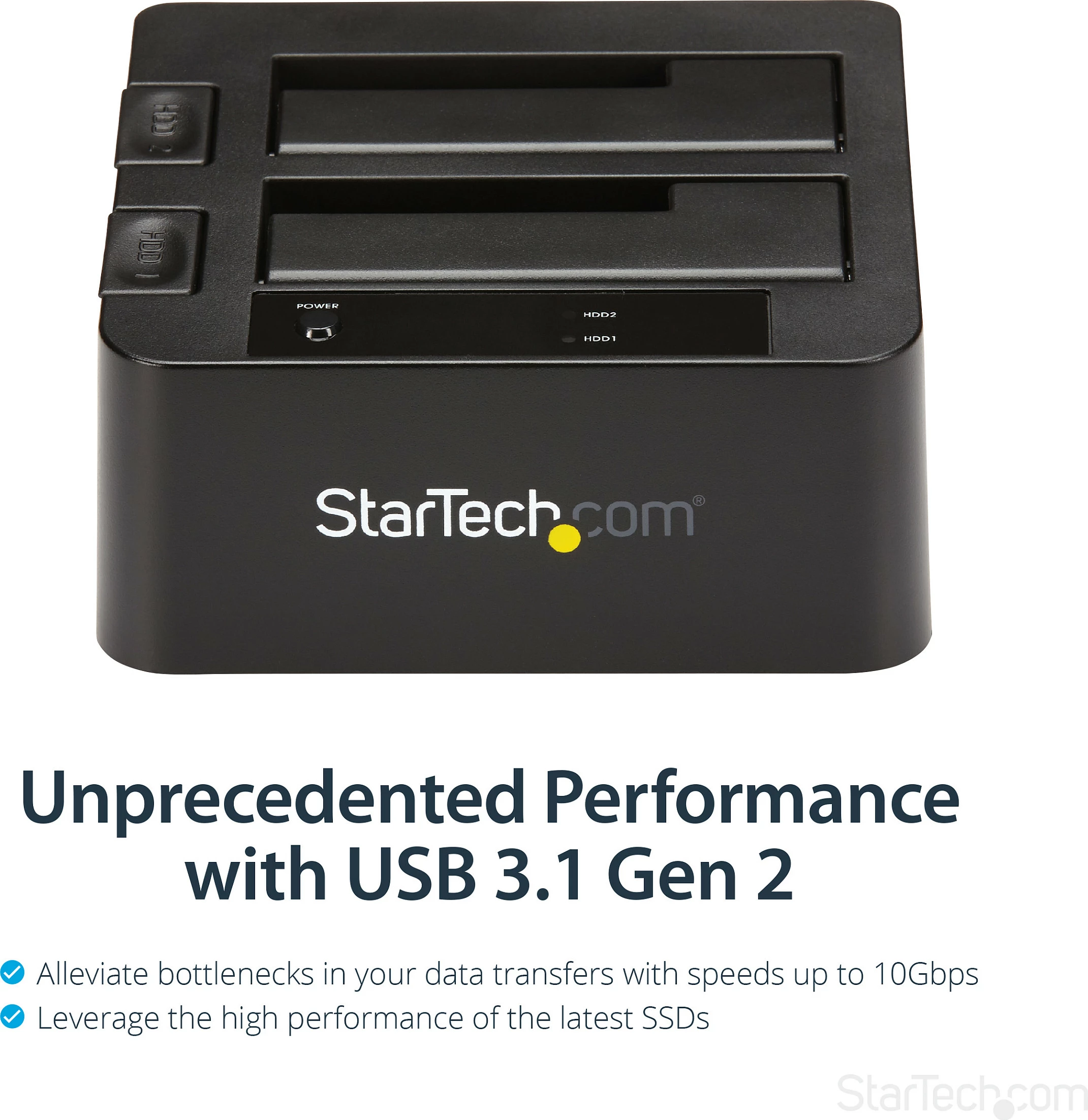 Stacion docking StarTech Dual-Bay USB 3.2 Gen 2 për SATA SSD/HDD 2.5/3.5, 10Gbps, i zi
