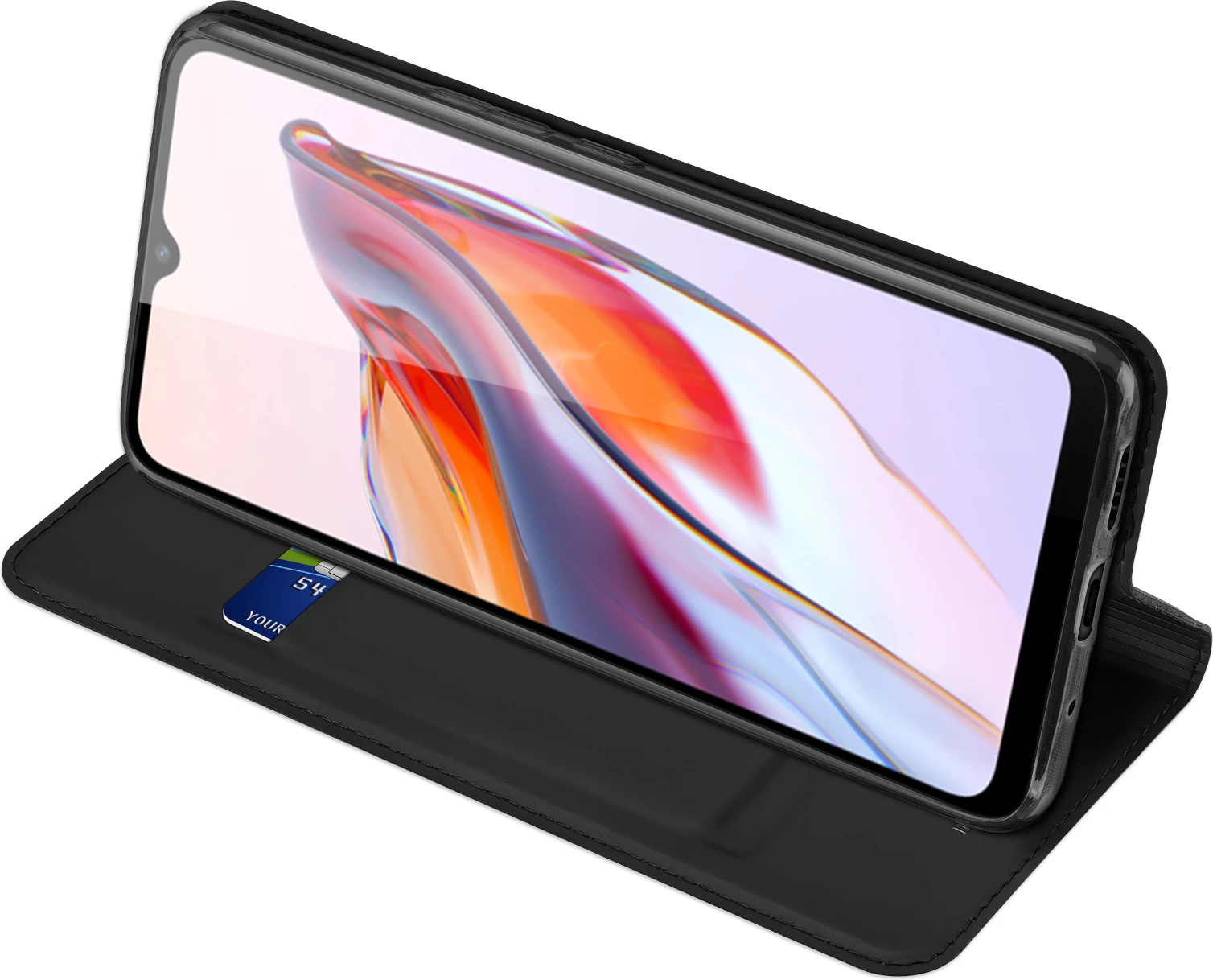 Mbështjellës Dux Ducis Skin Pro për Xiaomi Redmi 11A / Poco C55 / Redmi 12C, me kapak, xhep kartele, funksion standi, i zi