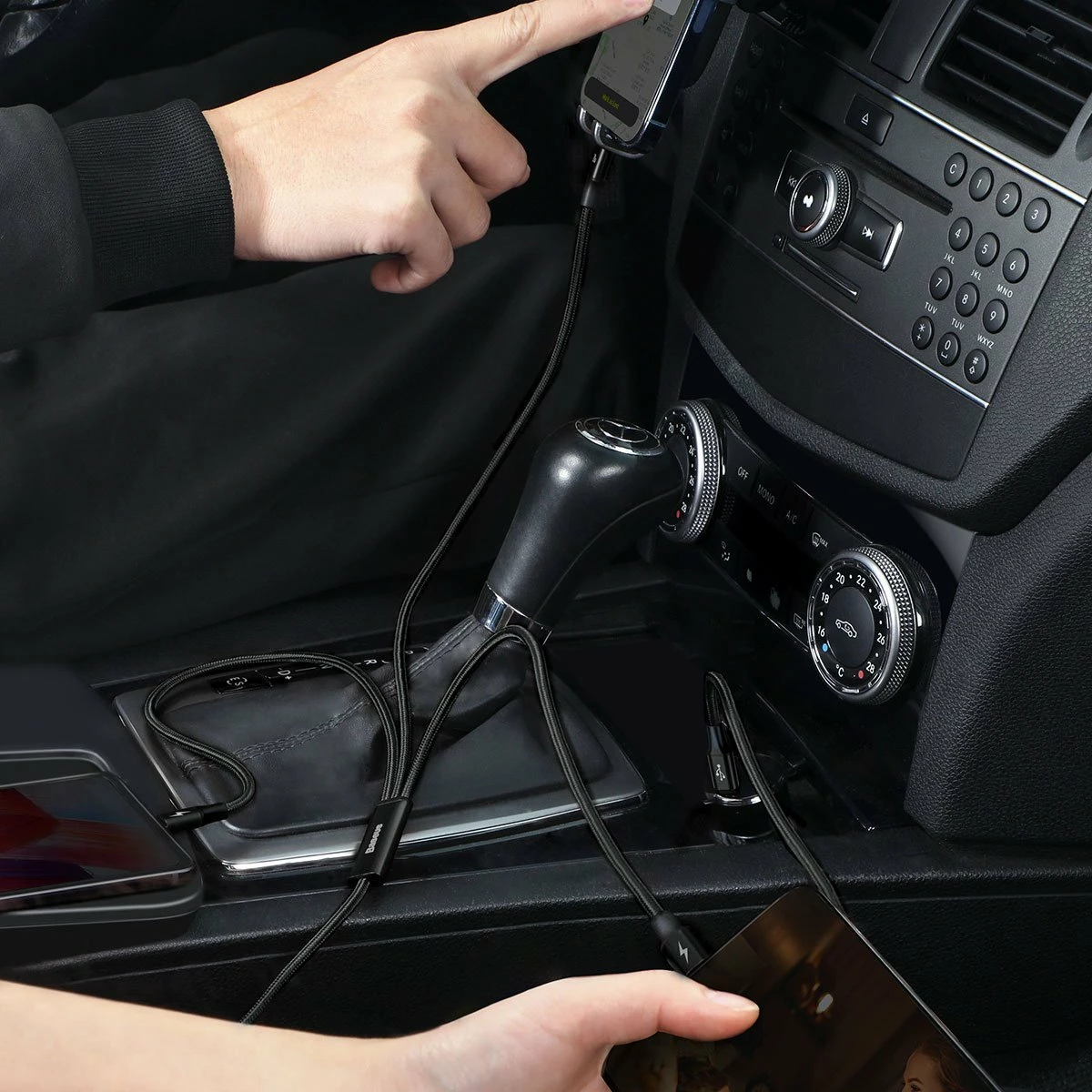 Kabllo 3-në-1 Baseus Rapid Series CAMLT-SC01, 1.5m, e zezë