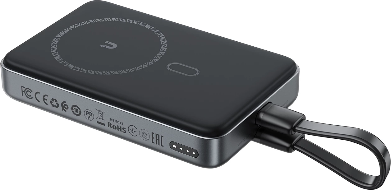 Powerbank Acefast M10, 10000 mAh, 2x USB-C PD 30W, karikim me valë 15W, me kabllo, e zezë