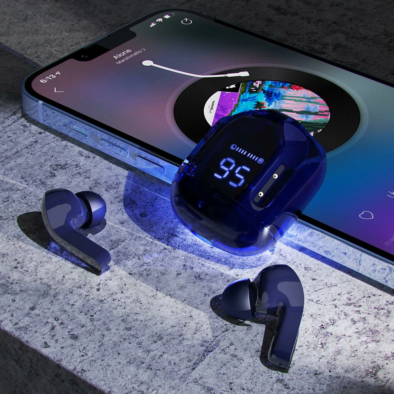 Kufje Acefast T6 TWS wireless, Bluetooth, me ekran LED, Blu