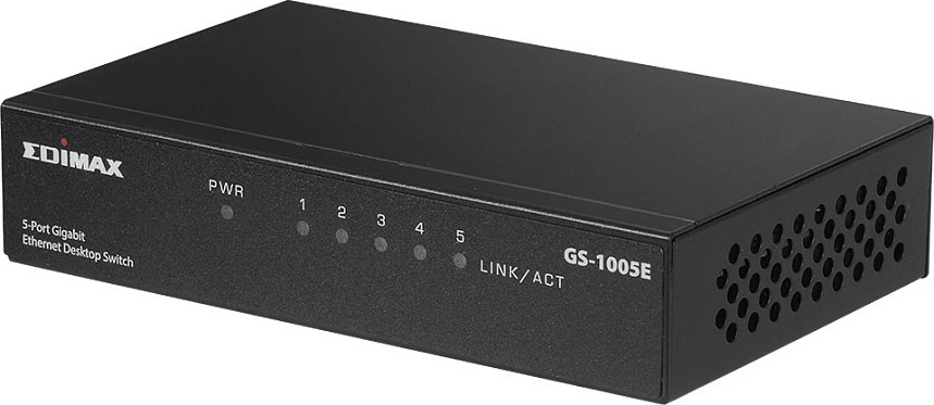 Switch Edimax GS-1005E, 5-Port Gigabit, pa menaxhim, montim në mur, i zi