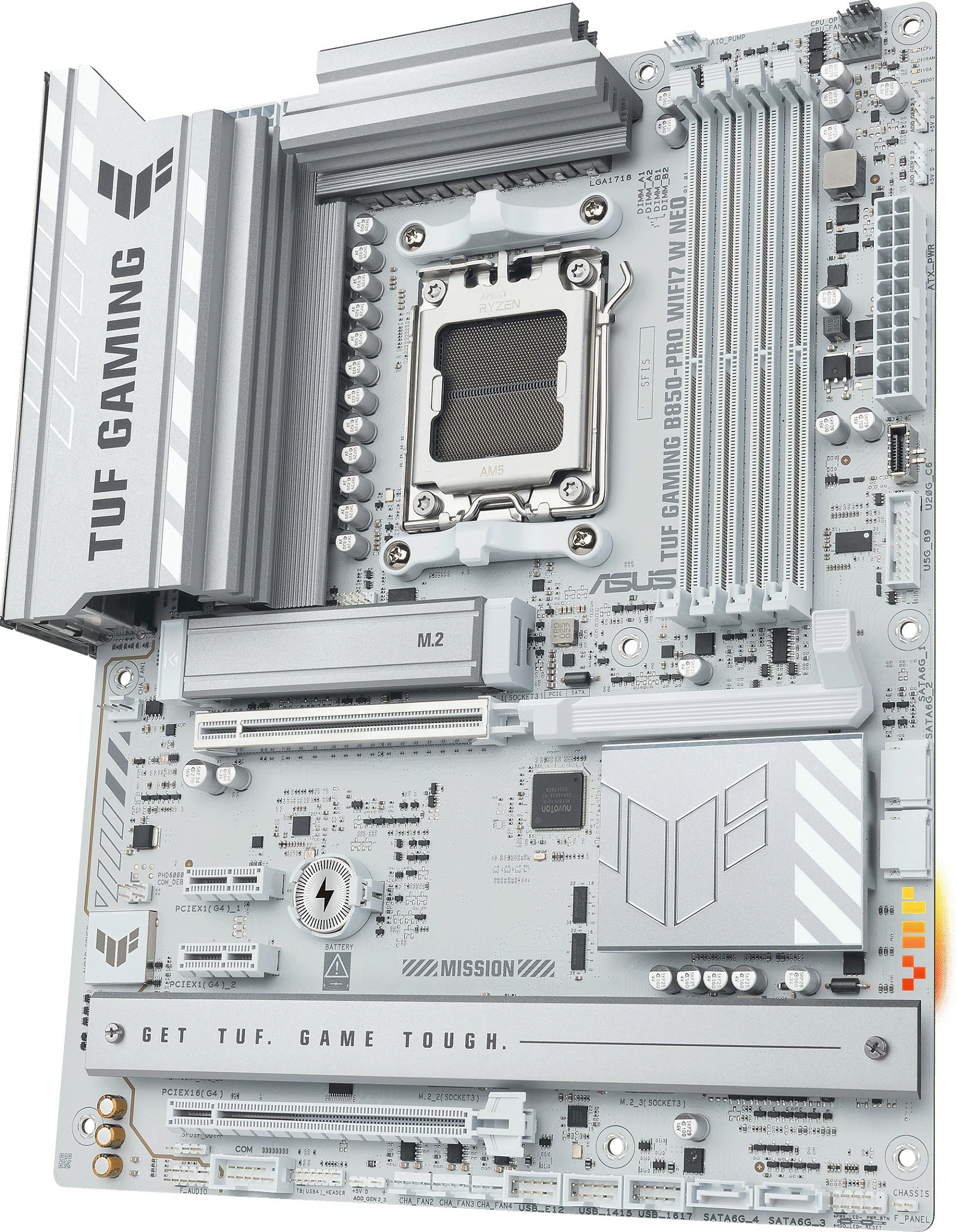 Pllakë amë ASUS TUF GAMING B850-PRO WIFI7 W NEO, Socket AM5, DDR5 256GB, Wi‑Fi 7, e bardhë