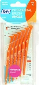Furçë interdentale TePe Angle 0.45 mm (Size 1), 6 copë, portokalli