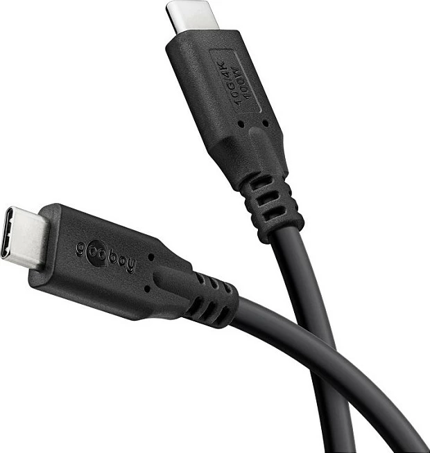 Kabel USB-C Goobay, USB-C në USB-C, USB 3.2 Gen2, 1m, 10Gbps, PD 100W, 4K@60Hz, i zi