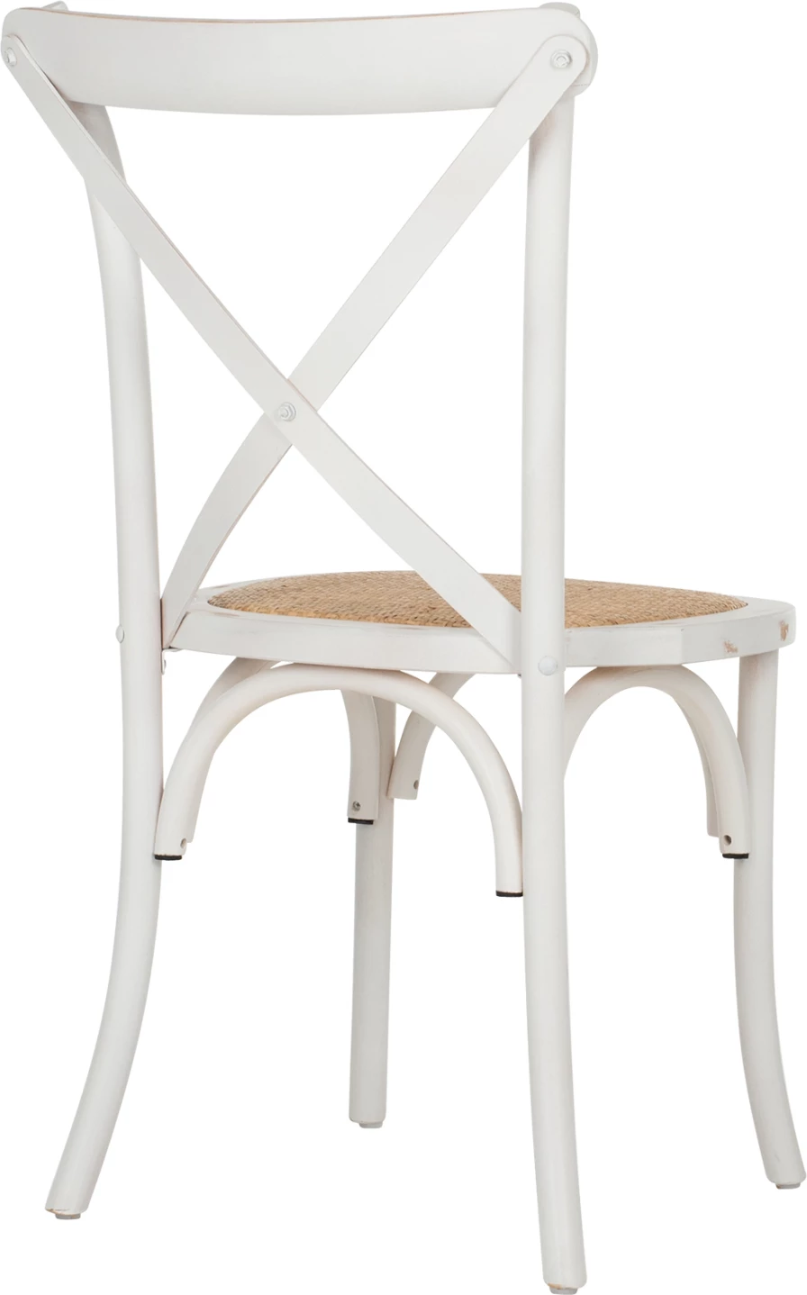 Karrige Owen e grumbullueshme prej druri ahu, ngjyrë e bardhë e larë, me shpinë të kryqëzuar, FH8575.04, 45x55.5x90 cm