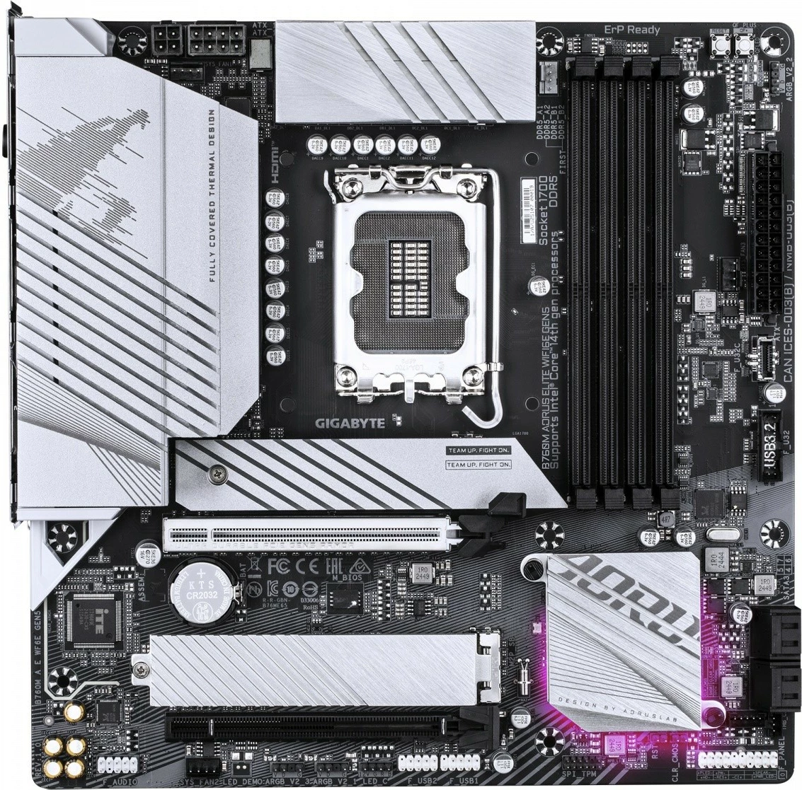 Pllakë amë, Gigabyte, B760M AORUS ELITE WiFi6E GEN5, LGA1700, 4x DDR5, PCIe 5.0, 2x M.2, LAN 2.5GbE, Wi‑Fi 6E, mATX
