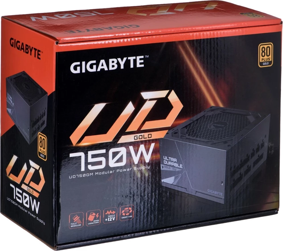 GIGABYTE POWER SUPPLY 750W, ATX 12V v2.31, SATA x 8, 100-240 V, 60-50 Hz, 90%