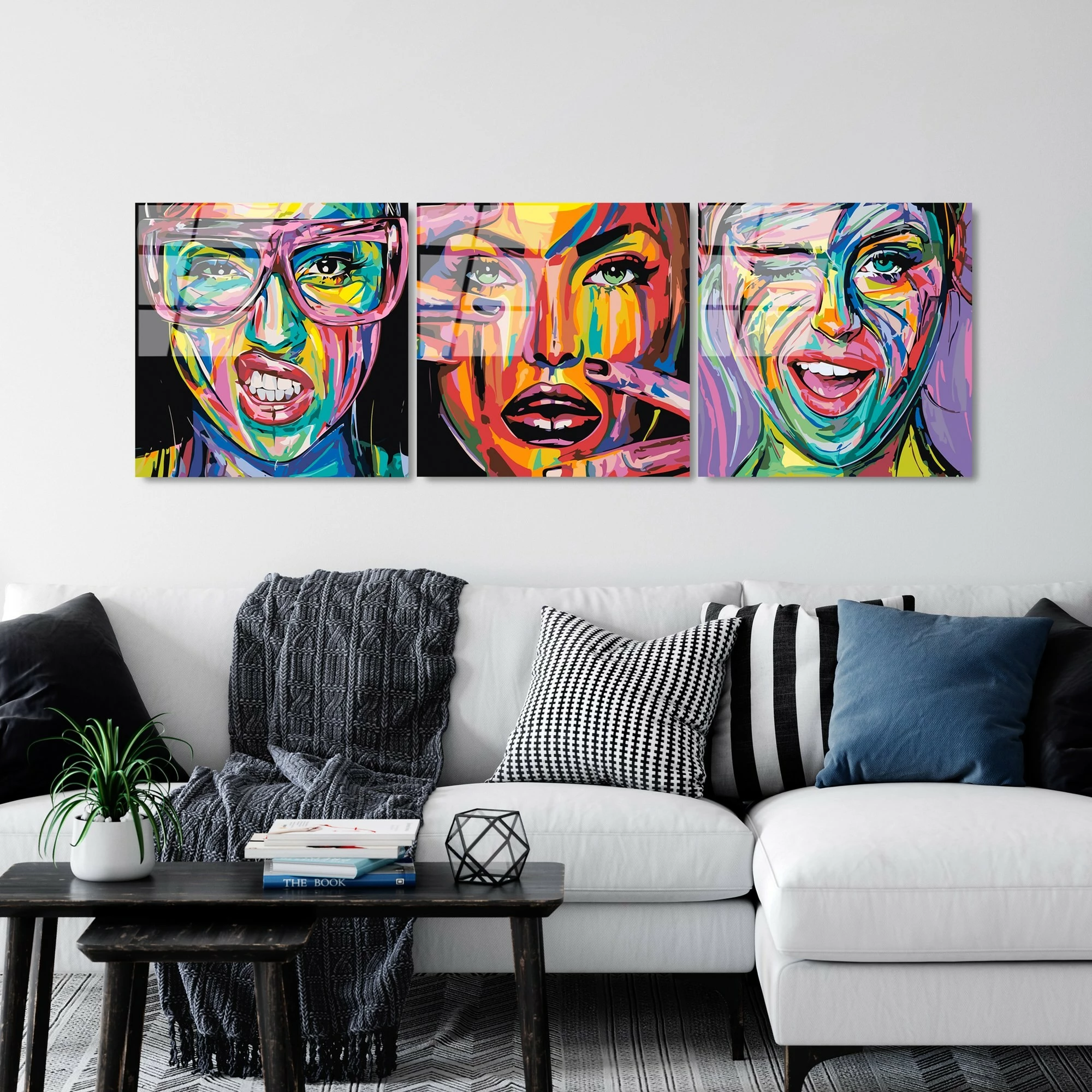 Pikturë dekorative prej xhami të temperuar (3 copë), Wallity, UV-852, 50x50cm