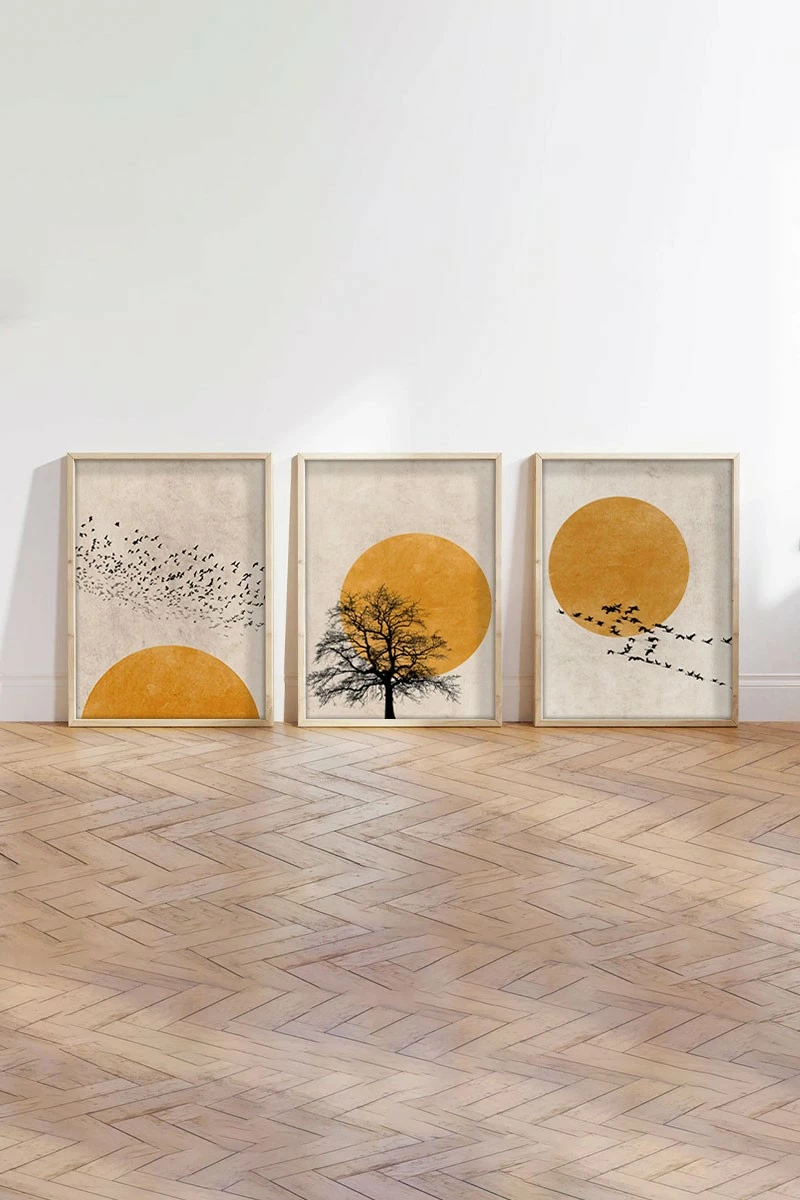 Pikturë dekorative me kornizë, 3 pjesë, MDF, Wallity, Huhu147, 50x35cm