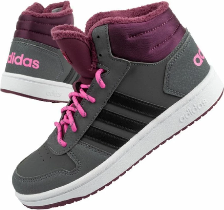 Atlete për fëmijë adidas Hoops Mid 2.0 K, ngjyrë rozë dhe gri