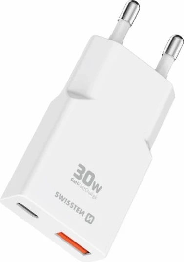 SWISSTEN SLIM KARIKUES GaN USB-C + USB-A 30W 