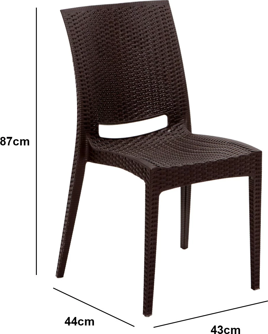 Tavolinë me karrige për terasë, 5 copë, ngjyrë kafe, Hanah Home, ratan, 80x80cm