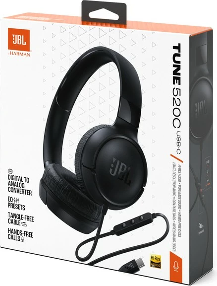 Kufje JBL Tune 520C me kabllo, USB-C, e zezë