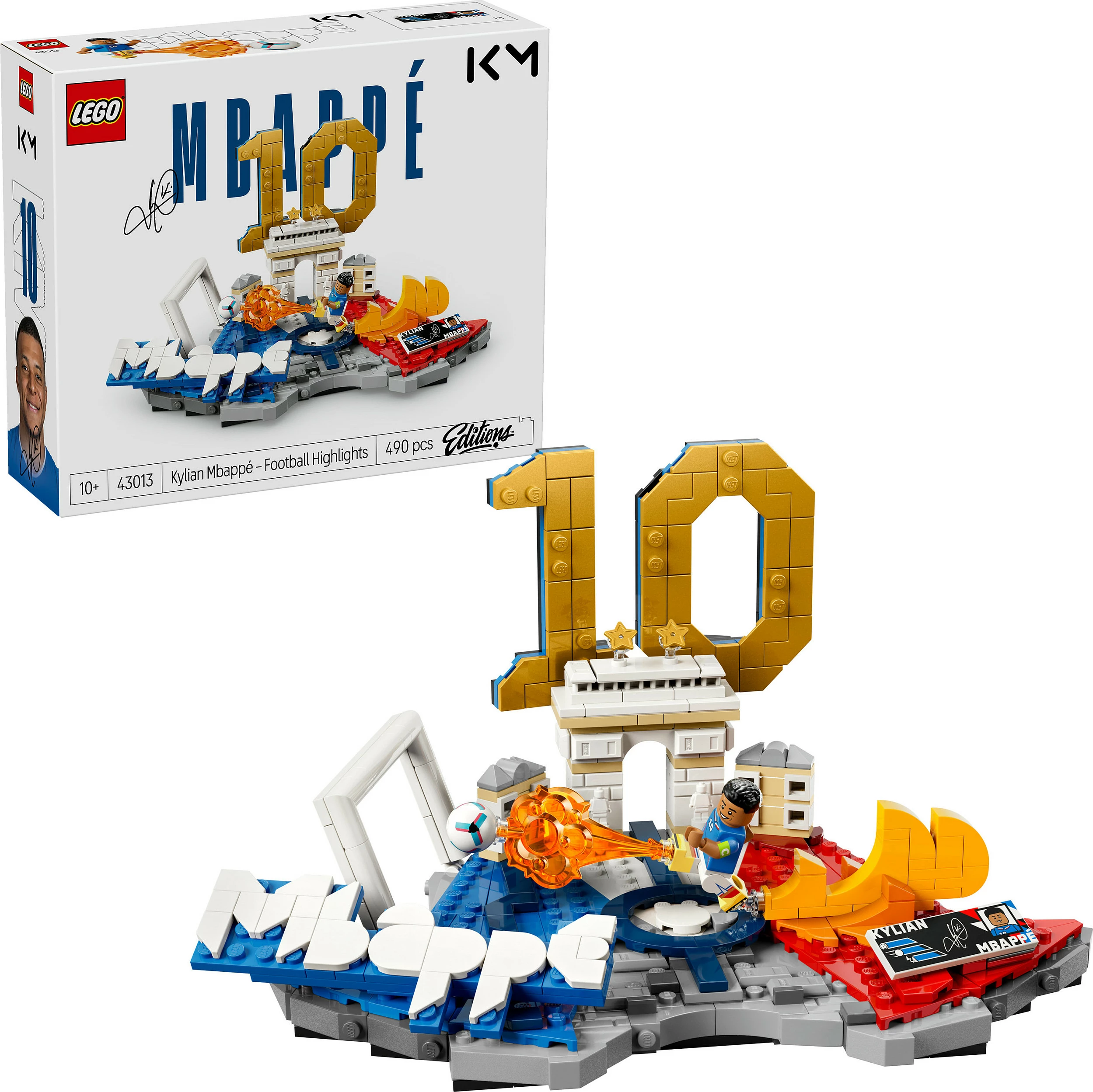 Set ndërtimi LEGO Editions 43013 Kylian Mbappé – Football Highlights, 490 copë, multikolor