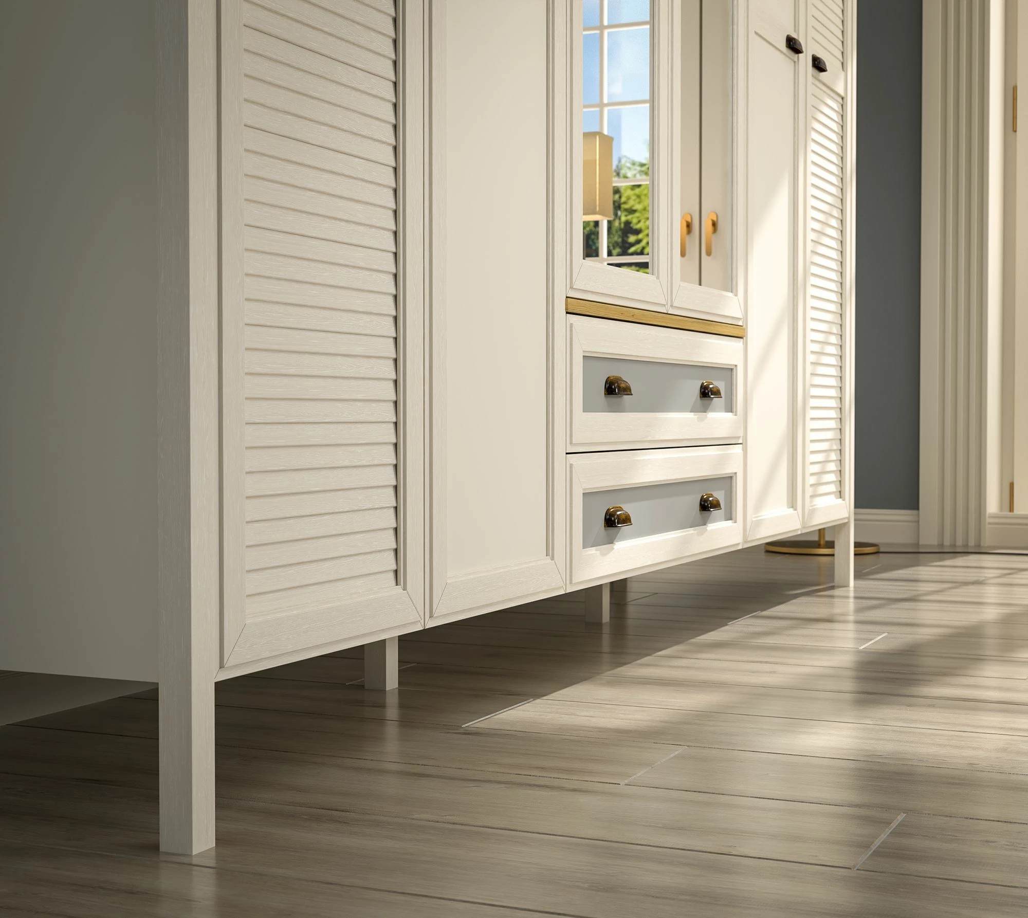 Dollap rrobash Skye Decor, krem, lis, gri, FRN-21007