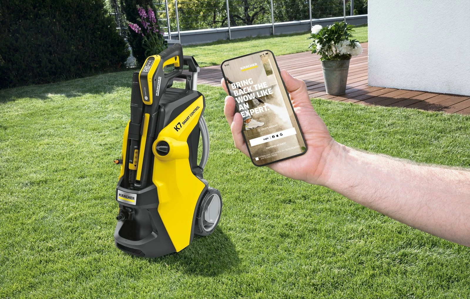 Pastrues me presion Karcher K 7 Smart Control Flex 1.317-340.0, 3 kW, 180 bar, 600 l/h, zorrë 10 m, Bluetooth, verdhë/zi