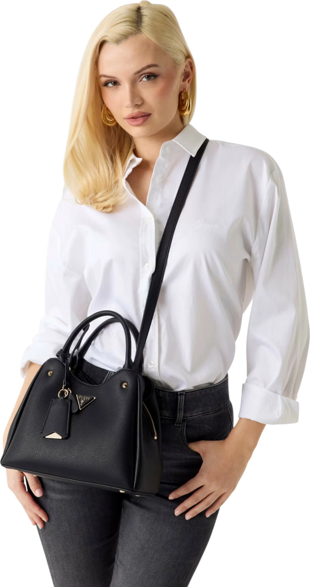 Çantë dore për femra Guess HWBG69 74050, e zezë