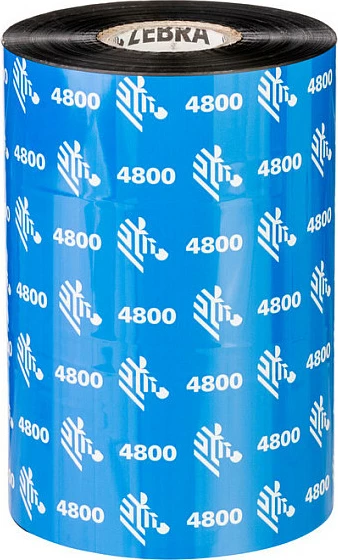 Ribon termotransfer Zebra 4800, 80mm x 450m, rezinë, 12 copë, i zi