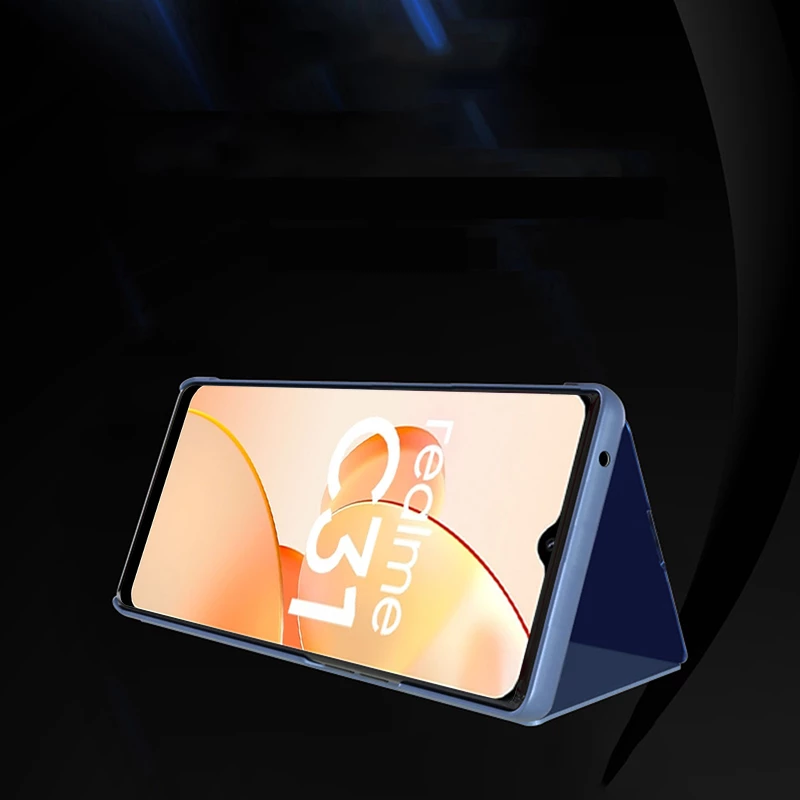 Mbështjellës Hurtel Clear View Case për Realme C31, me kapak, i zi