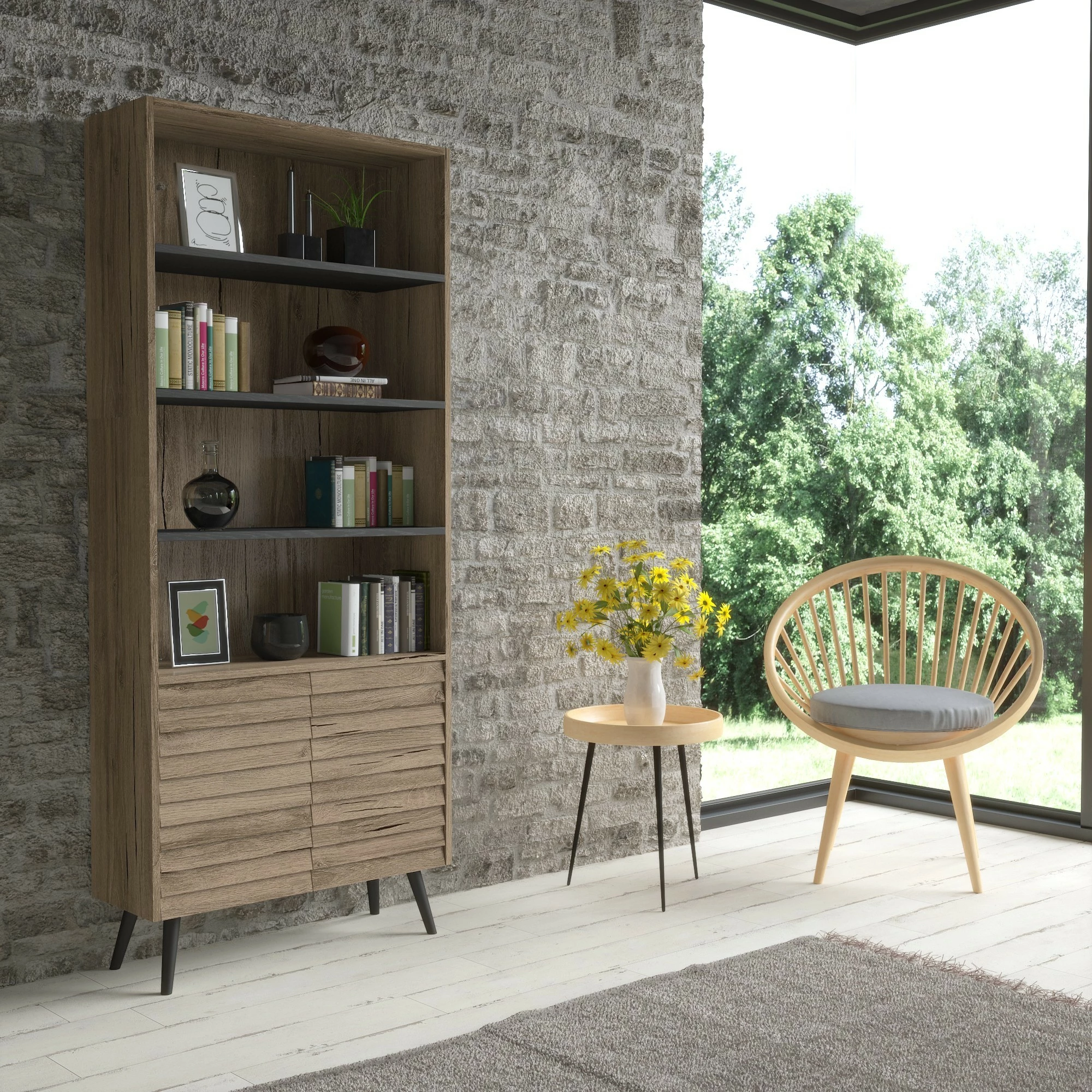 Raft librash Hanah Home, FRN-7009, ngjyrë arre