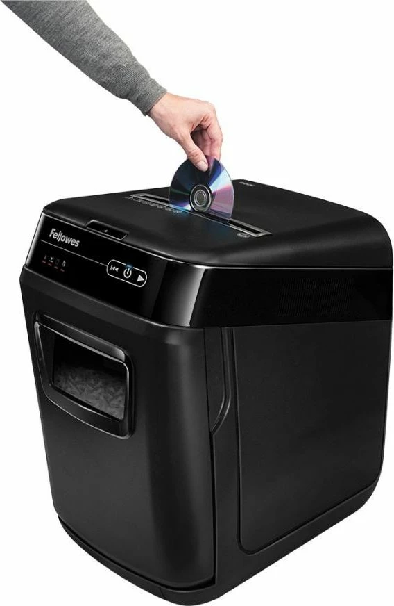 Grirës dokumentesh Fellowes AutoMax 200C, P-4, auto-furnizim 200 fletë, kosh 32 L, prerje 4x38 mm, i zi