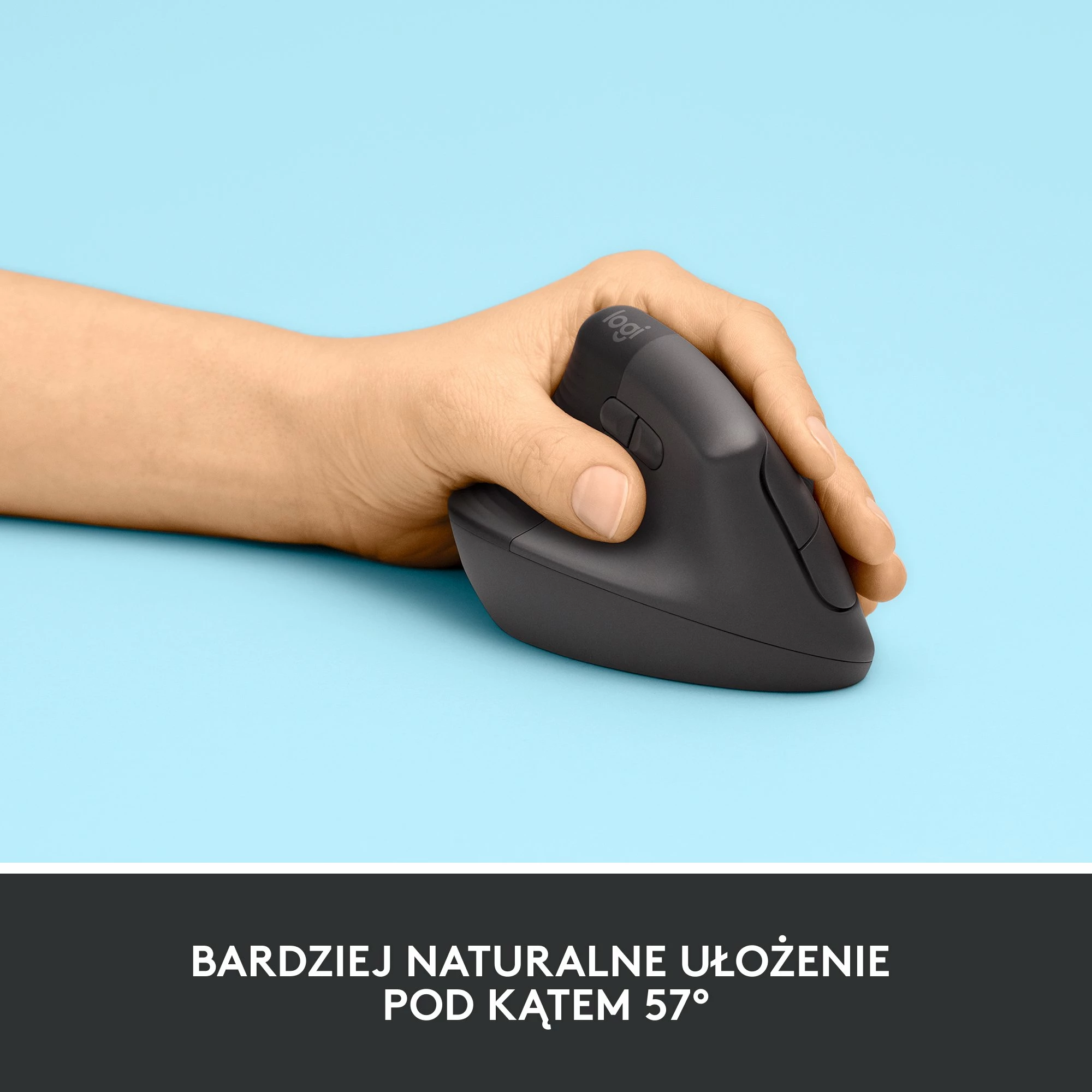 Maus vertikal Logitech Lift 910-006474 4000 DPI wireless për dorë të majtë, Graphite