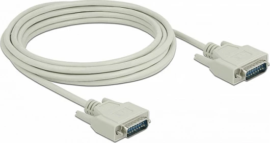 Kabllo serike DeLOCK Sub-D15 mashkull-mashkull, 5 m, bezhë