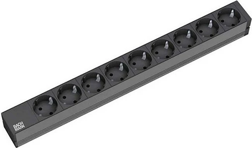 Shirit prizash Bachmann 19" 9x Schuko (Type F), kabllo 2m, pa switch, i zi