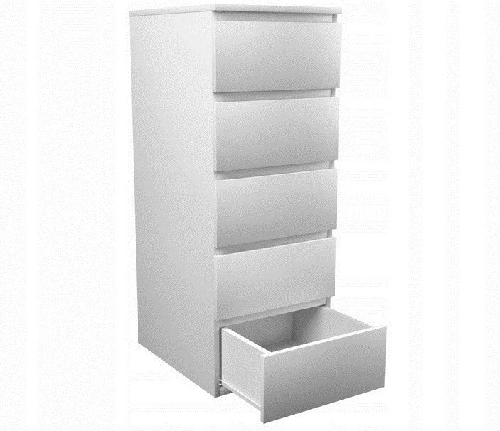 Komodinë 5 sirtarësh W5, e bardhë