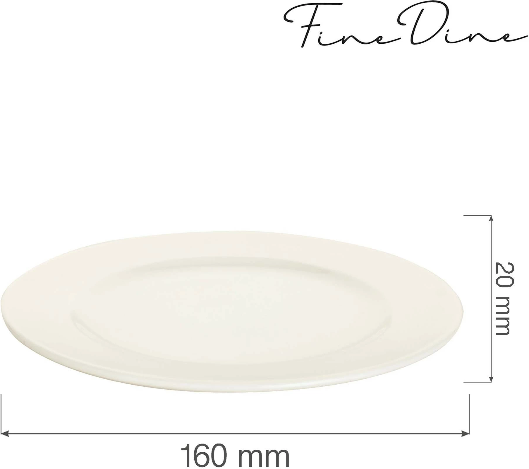 Pjatë e sheshtë Fine Dine Crema Ø160 mm, krem, set 6 copë