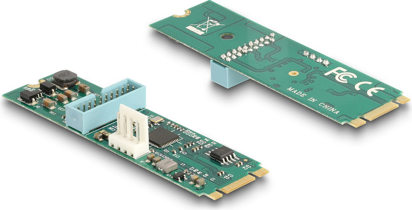 Konverter M.2 DeLOCK Key B+M në 2x USB-A 5Gbps, kabllo 50 cm, Blu/Zezë
