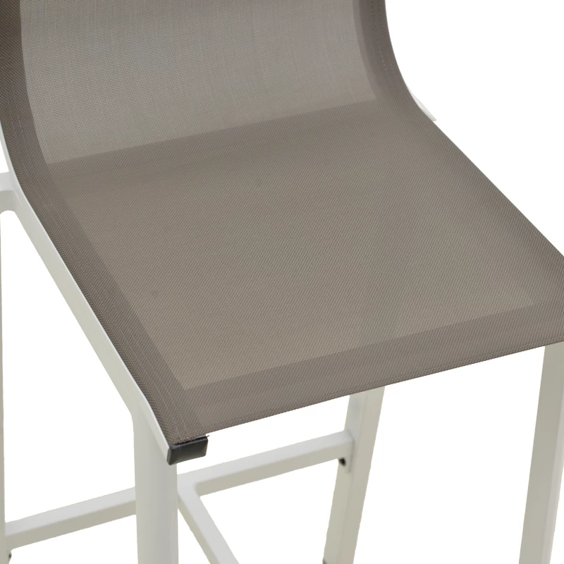 Karrige për bar Melina, alumini i bardhë, tekstil gri, 45x49x115cm