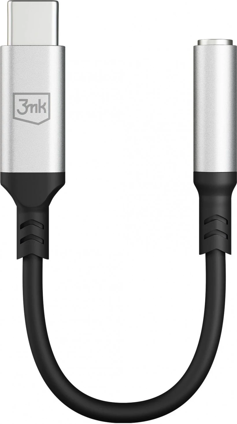 Adapter 3MK USB-C - miniJack, argjendtë-zi