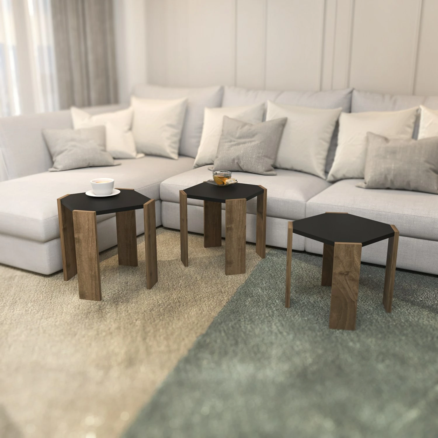 Tavolinë kafeje Hanah Home, Lori, anthracite dhe walnut
