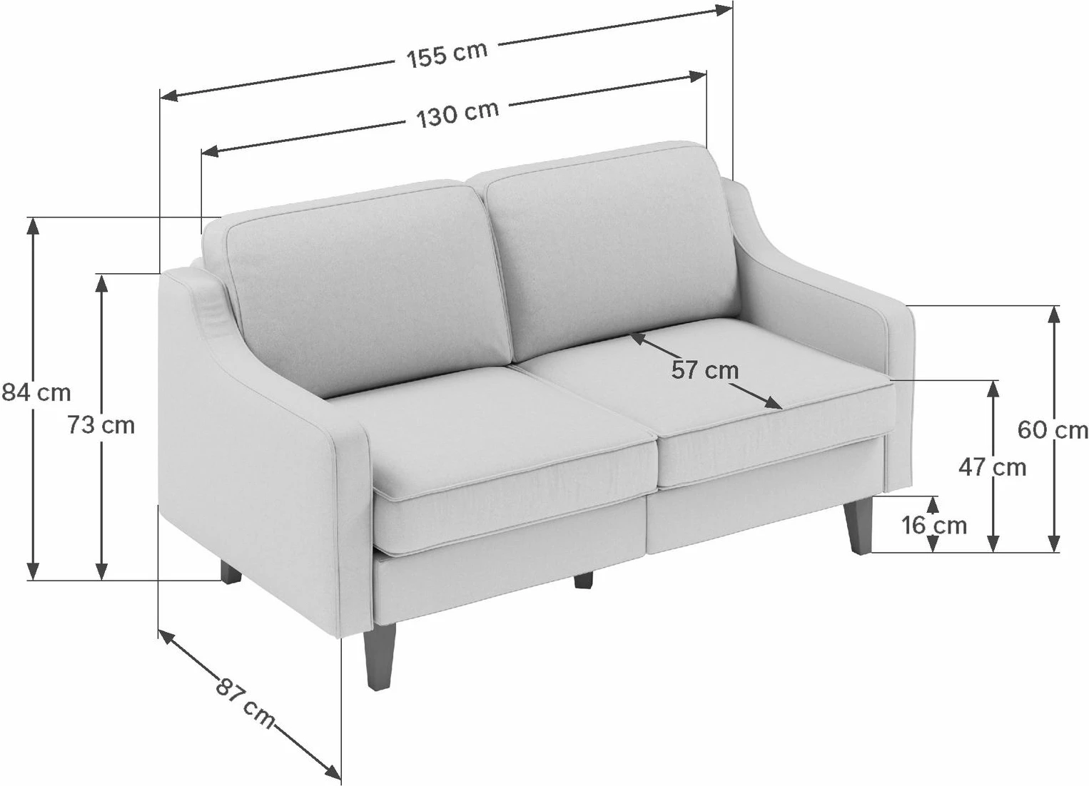 Divan dy ulëshe, Atelier del Sofa, Robin 2, ngjyrë blu oqeani, këmbë dru arre